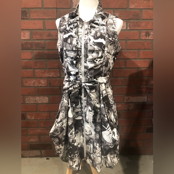 Size medium Samuel Dong white/black print dress - Picture 1 of 3